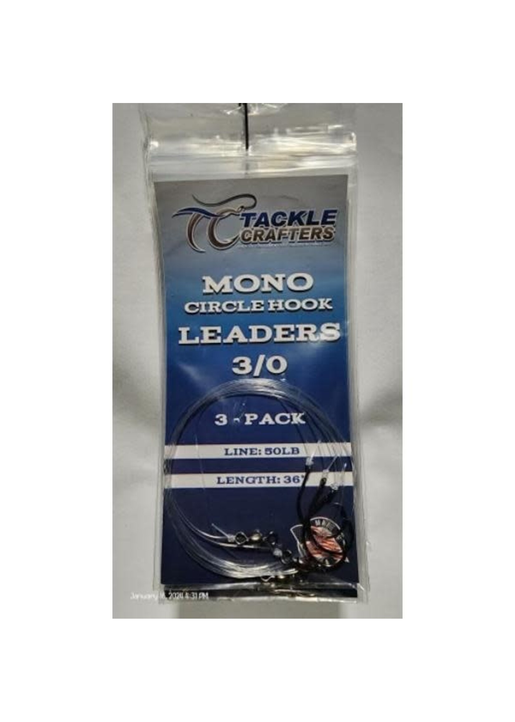 Tackle Crafters TACKLE CRAFTERS Mono Circle Hook Leader 36" 6/0 3pk 60lb