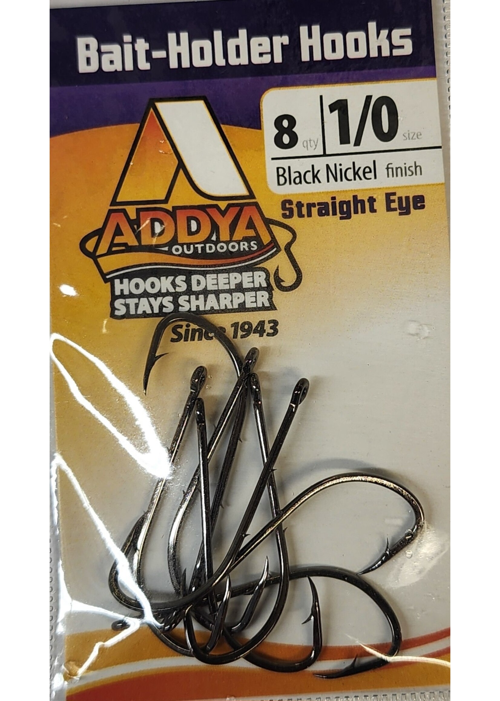 Addya Outdoors Bait-Holder Hooks 1/0 8pk