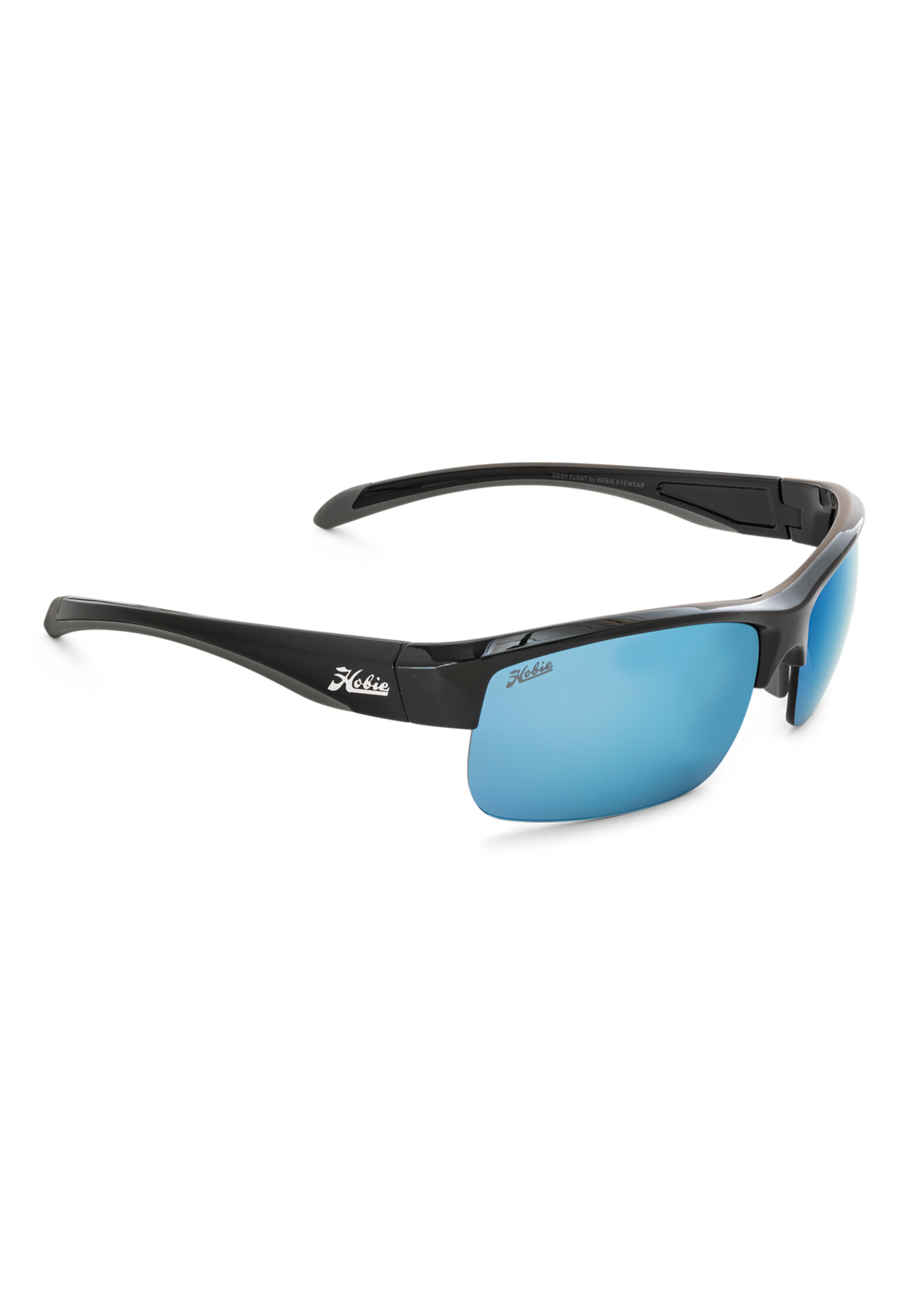 Hobie Eyewear EDDY FLOAT SHINY BLACK FRAME / GREY W/ COBALT MIRROR POLARIZED PC LENS