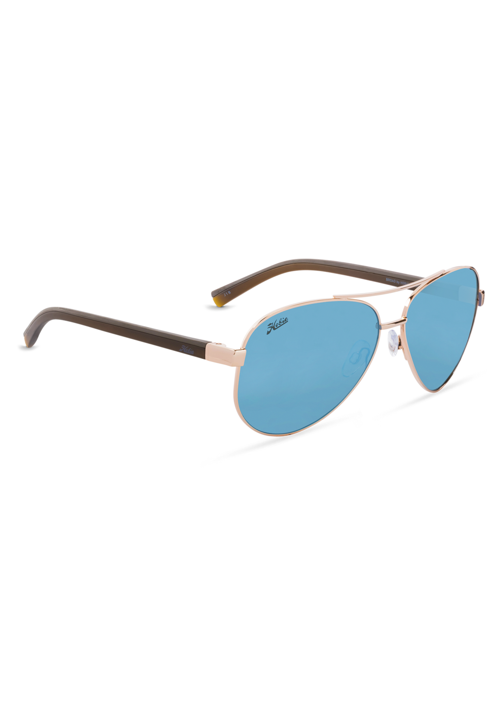 Hobie Eyewear BROAD SHINY GOLD FRAME / GREY / COBALT MIRROR POLARIZED PC LENS