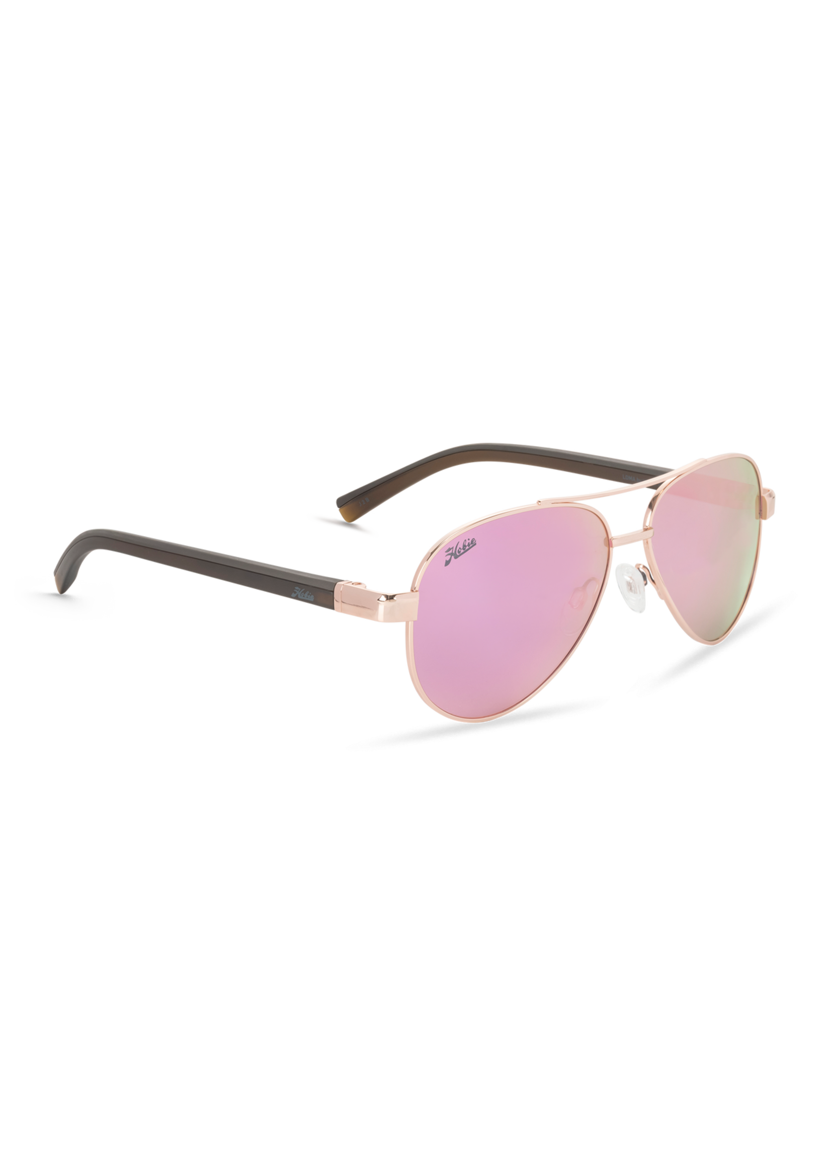 Hobie Eyewear LOMA SHINY ROSE GOLD FRAME / CRYSTAL BROWN TEMPLES / GRAY /PINK MIRROR POLARIZED PC LENS