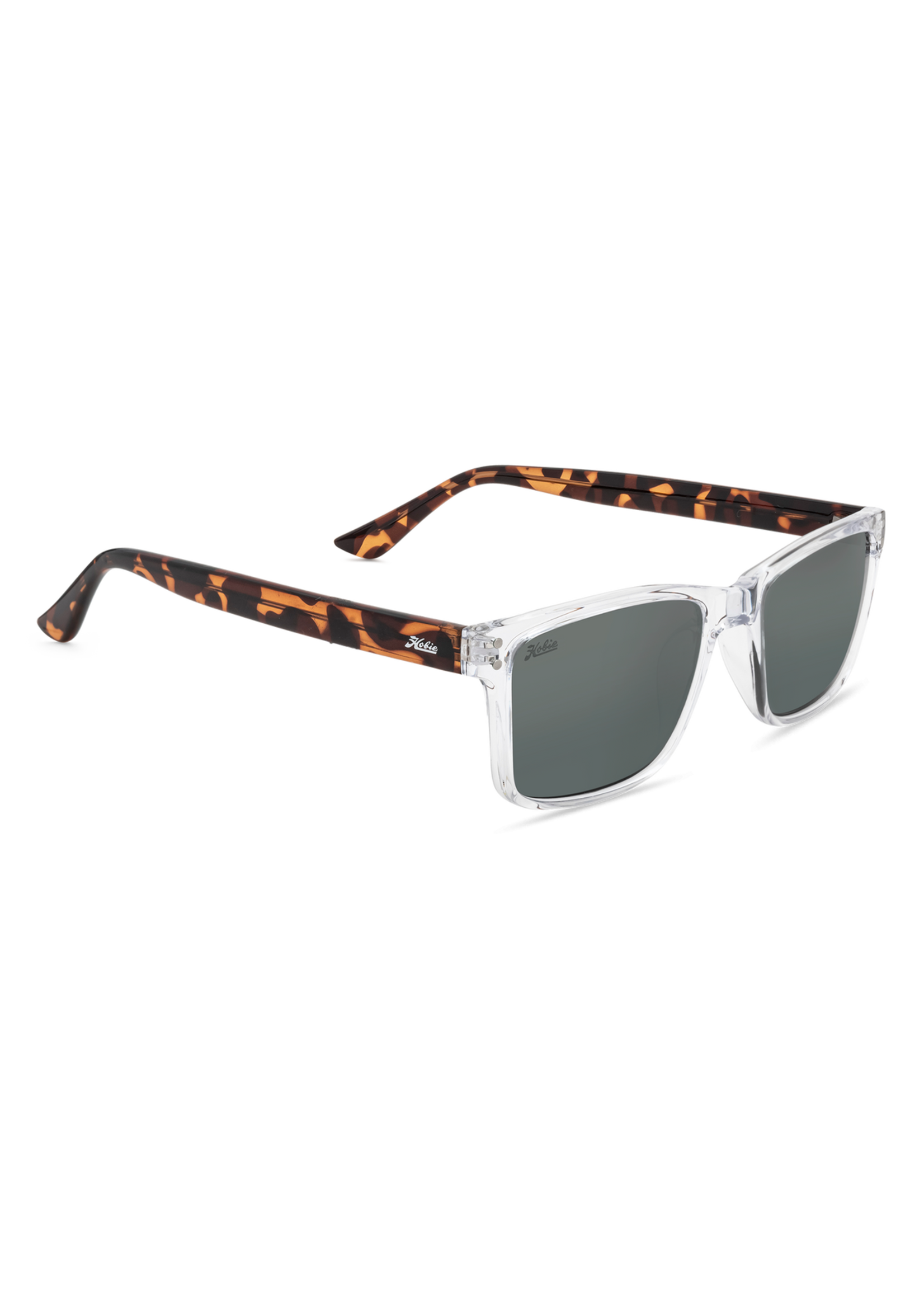 Hobie Eyewear FLATS SHINY CRYSTAL CLEAR FRAME / TORT TEMPLES / GREY POLARIZED PC LENS