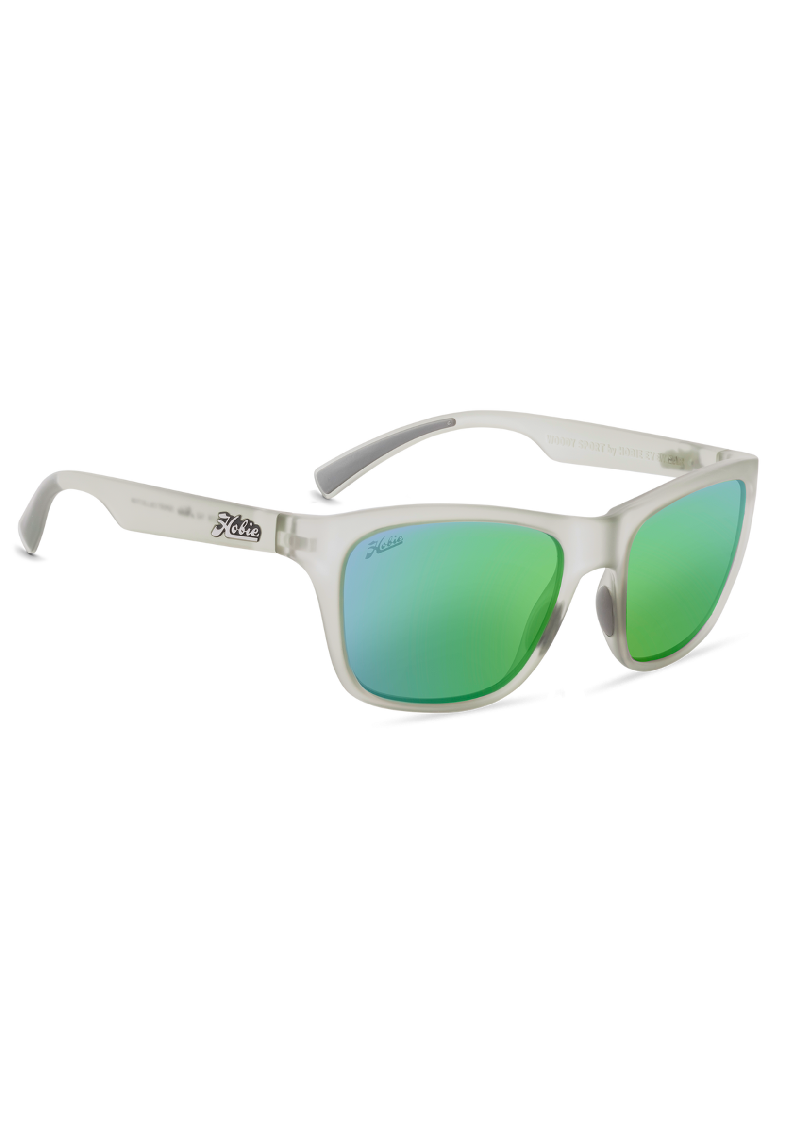 Hobie Eyewear WOODY SPORT SATIN CRYSTAL GREY / COPPER W/ SEA GREEN MIRROR POLARIZED LENS
