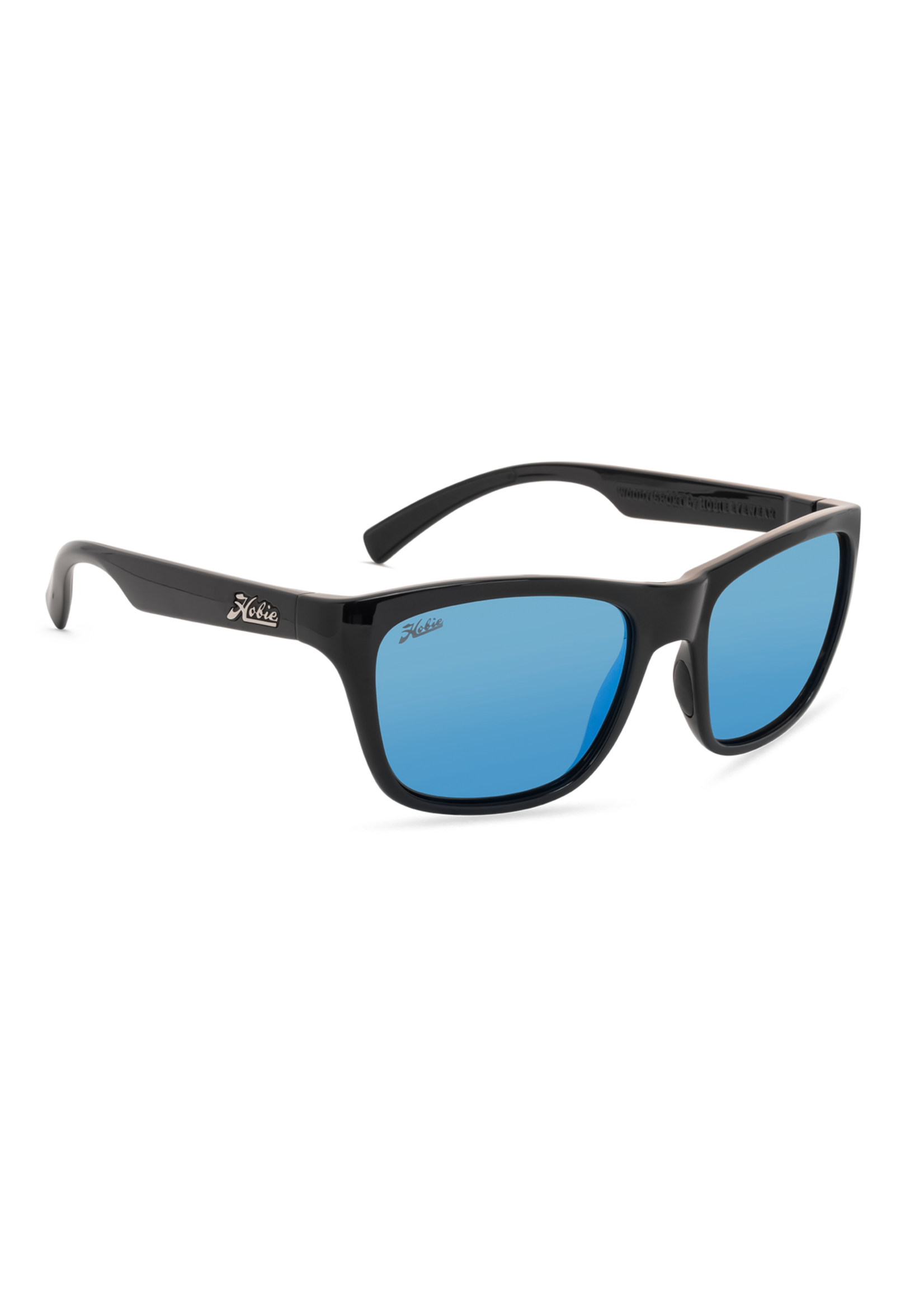 Hobie Eyewear WOODY SPORT SHINY BLACK / GREY W/ COBALT MIRROR POLARIZED LENS