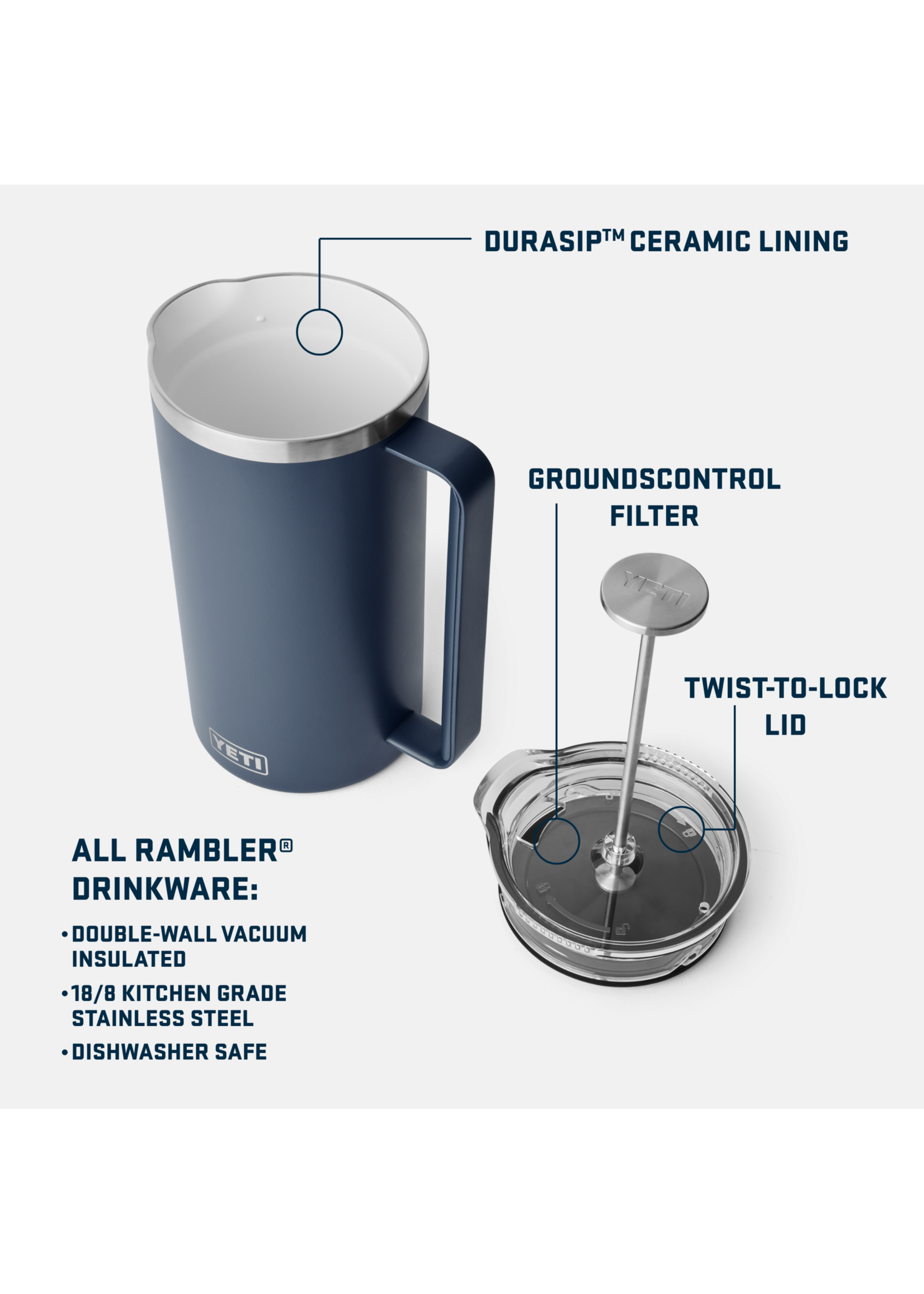 YETI Coolers French Press 64 oz Navy