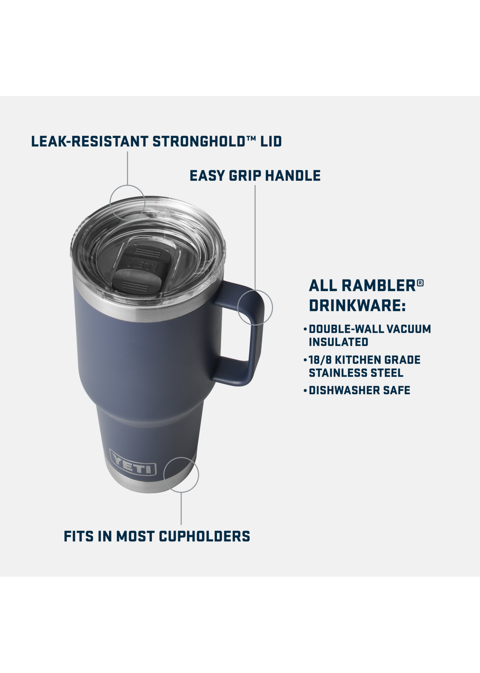 YETI Coolers RAMBLER 30 OZ TRAVEL MUG  WITH STRONGHOLD LID