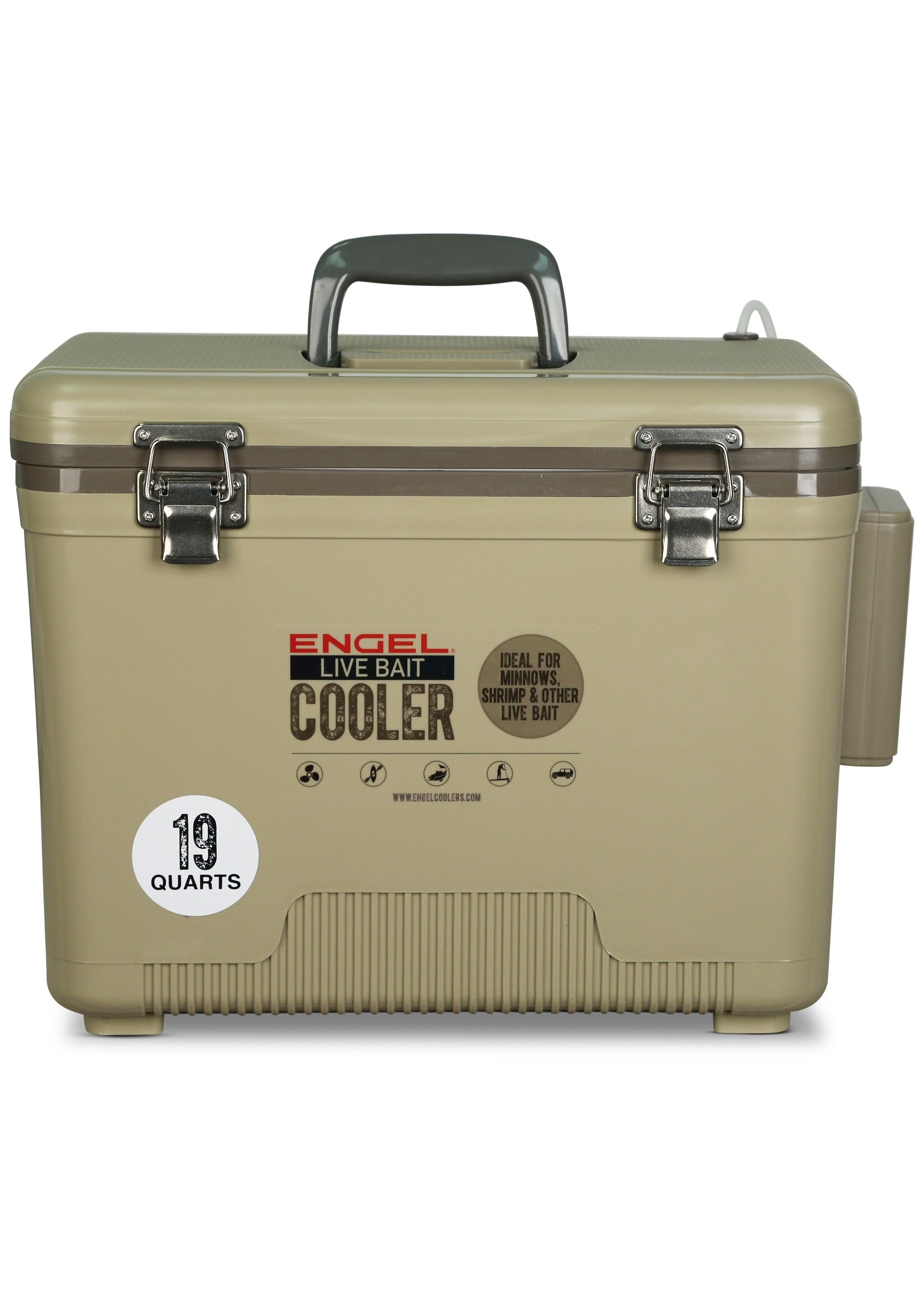 Engel Engel 19 Live Bait Pro Cooler with AP3 Aerator - Silver/White