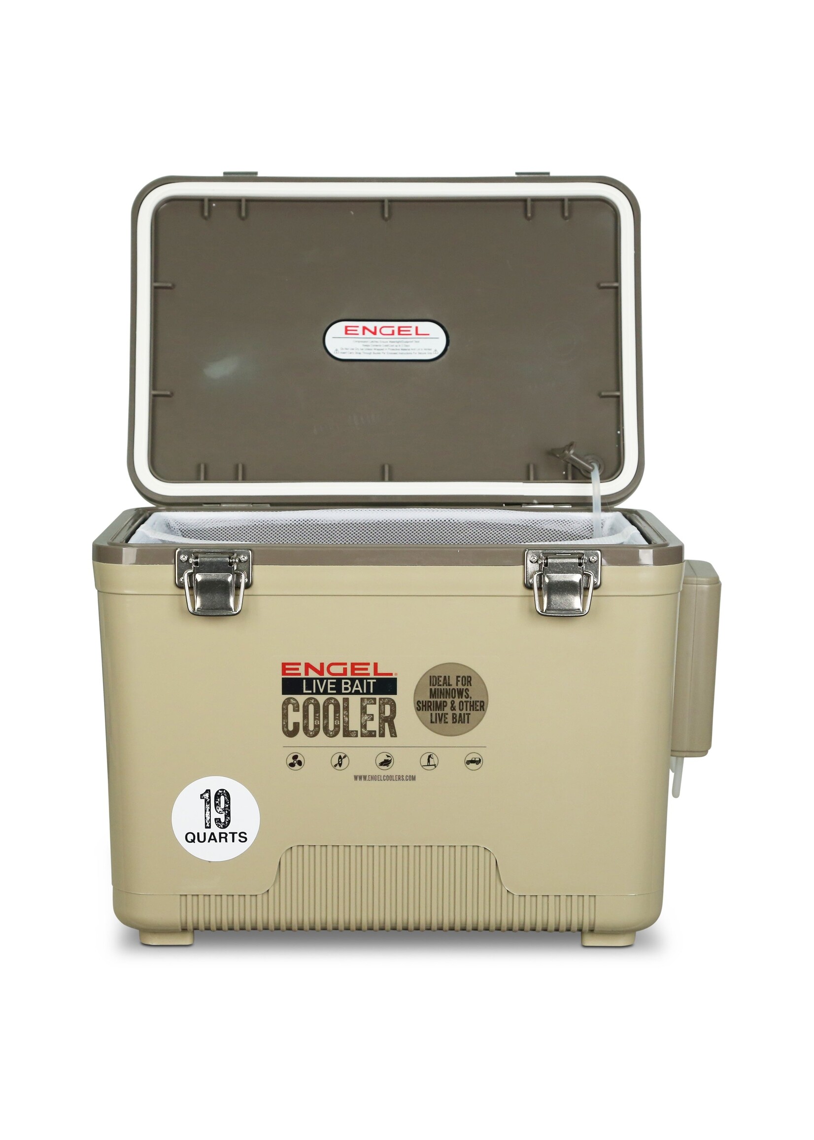 Engel Engel 19 Live Bait Pro Cooler with AP3 Aerator - Silver/White