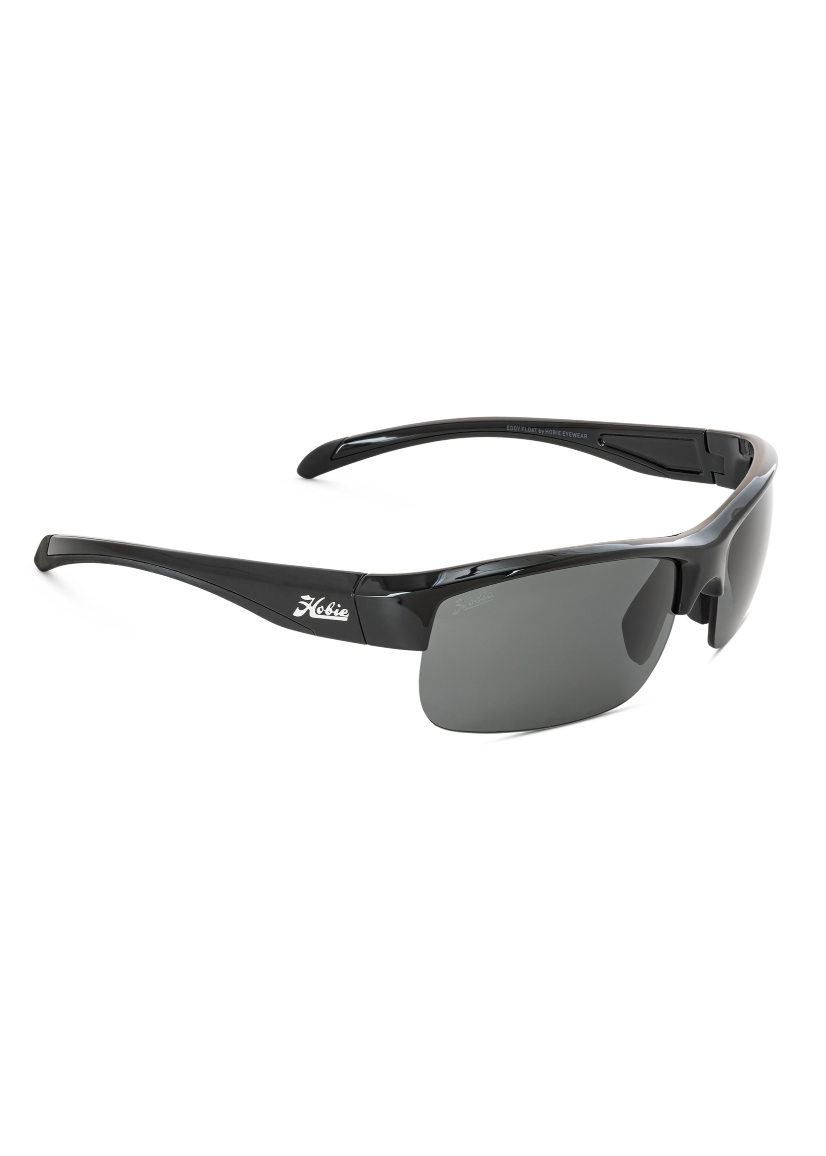 Hobie Eyewear EDDY FLOAT SHINY BLACK FRAME / GREY W/ COBALT MIRROR POLARIZED PC LENS