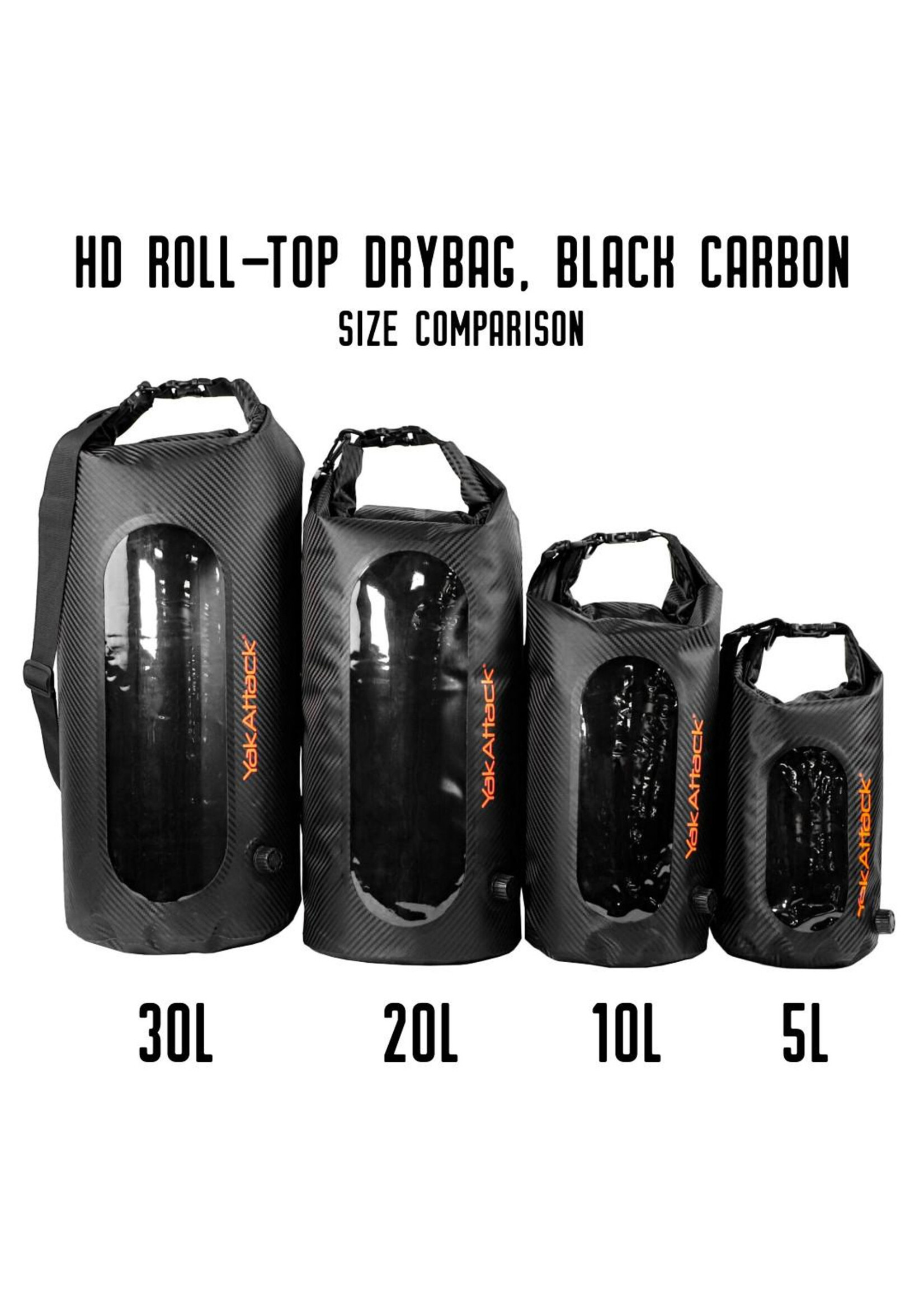 YakAttack LLC 10L Roll-Top Drybag w/ Air Valve Black Carbon