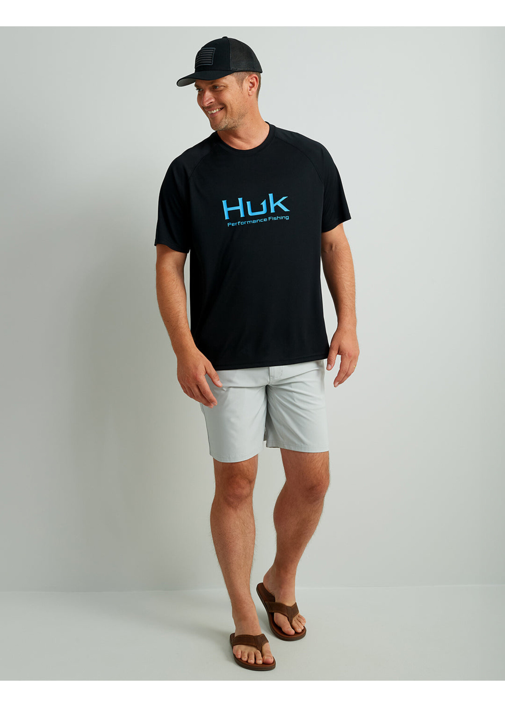 Huk HUK Vented Pursuit Crew Performance -Summer Green Heather