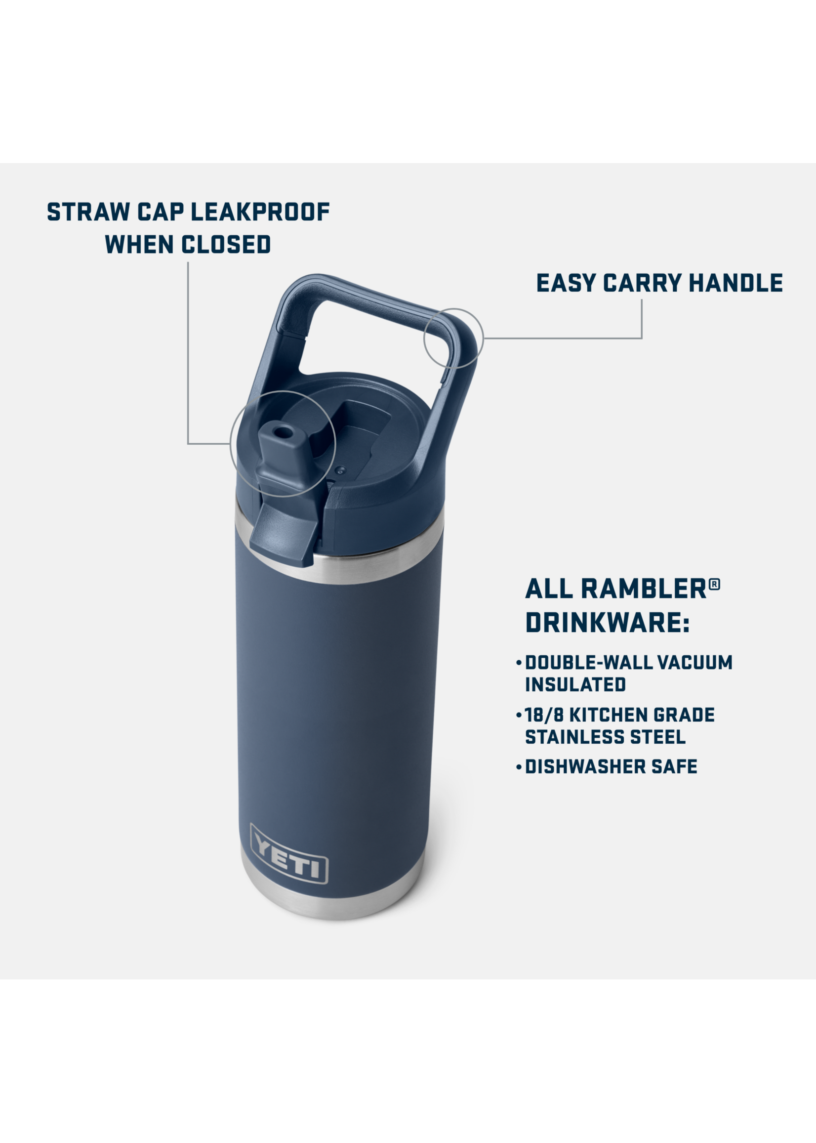 YETI Coolers RAMBLER 18 OZ C STRAW BOTTLE BIGWAVEBLUE