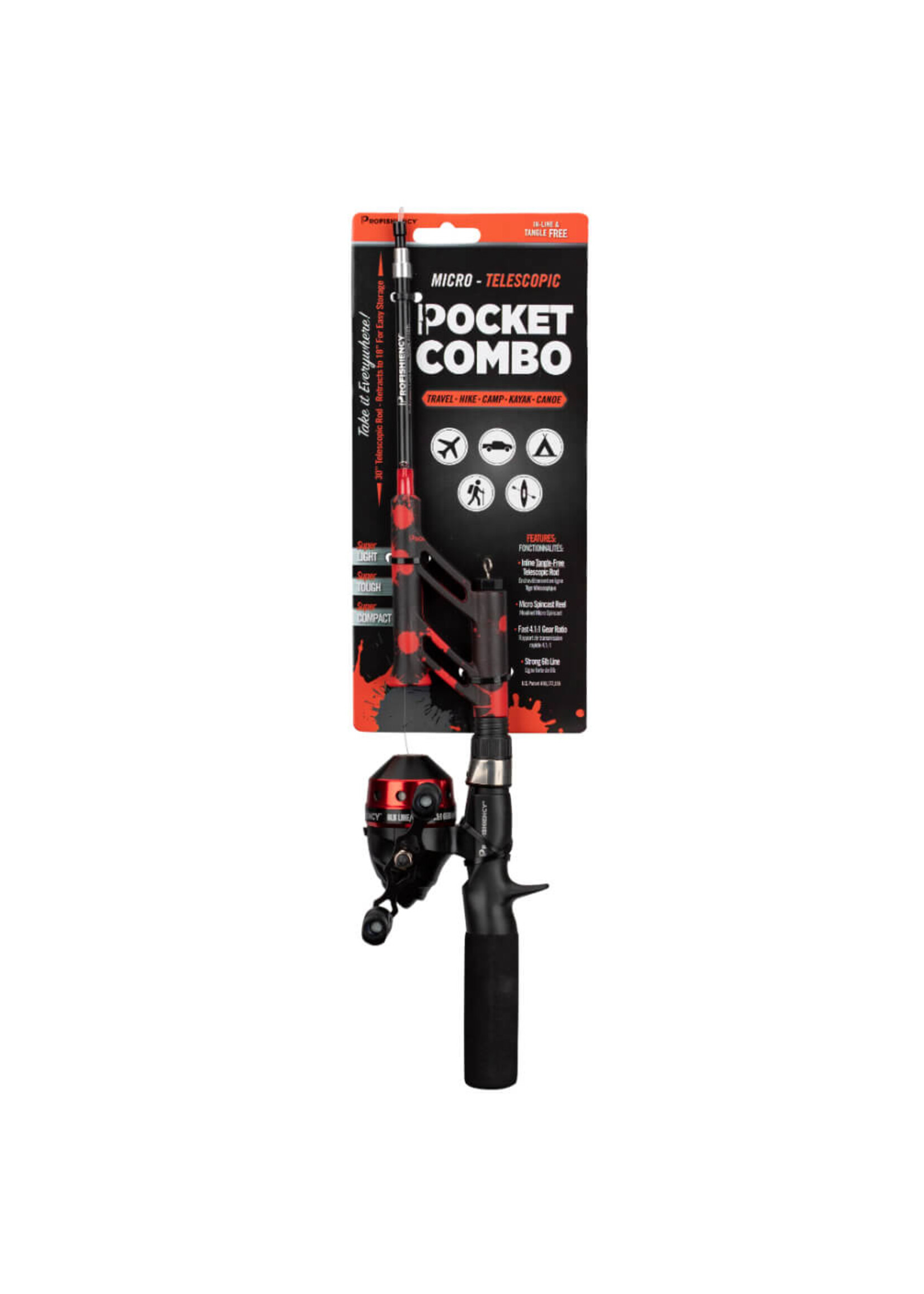 ProFishiency PCSPLATRED Pocket SpinCast Red Splat