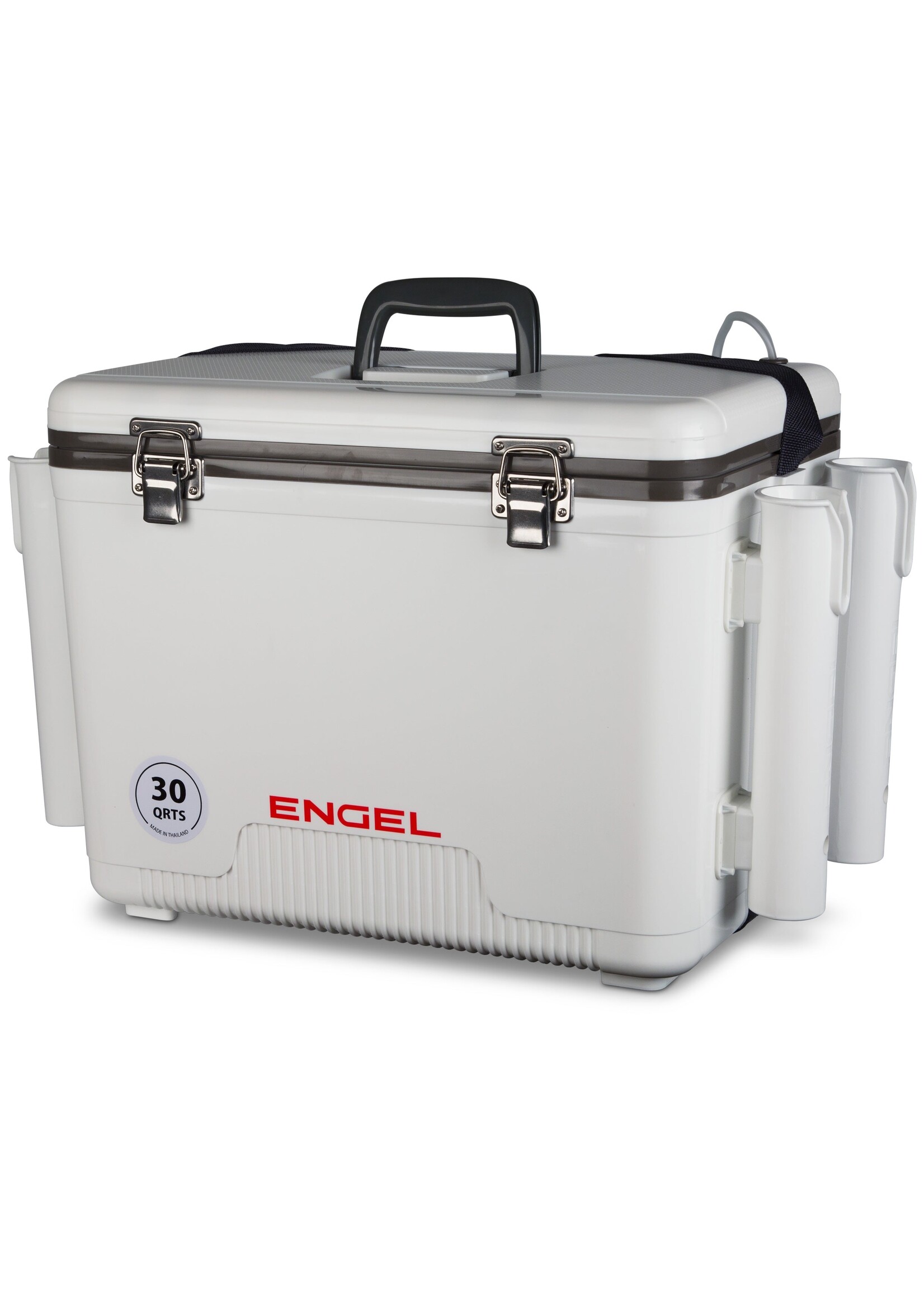 Engel Engel Live Bait 30Qt w/ 4  Rod Holders - White
