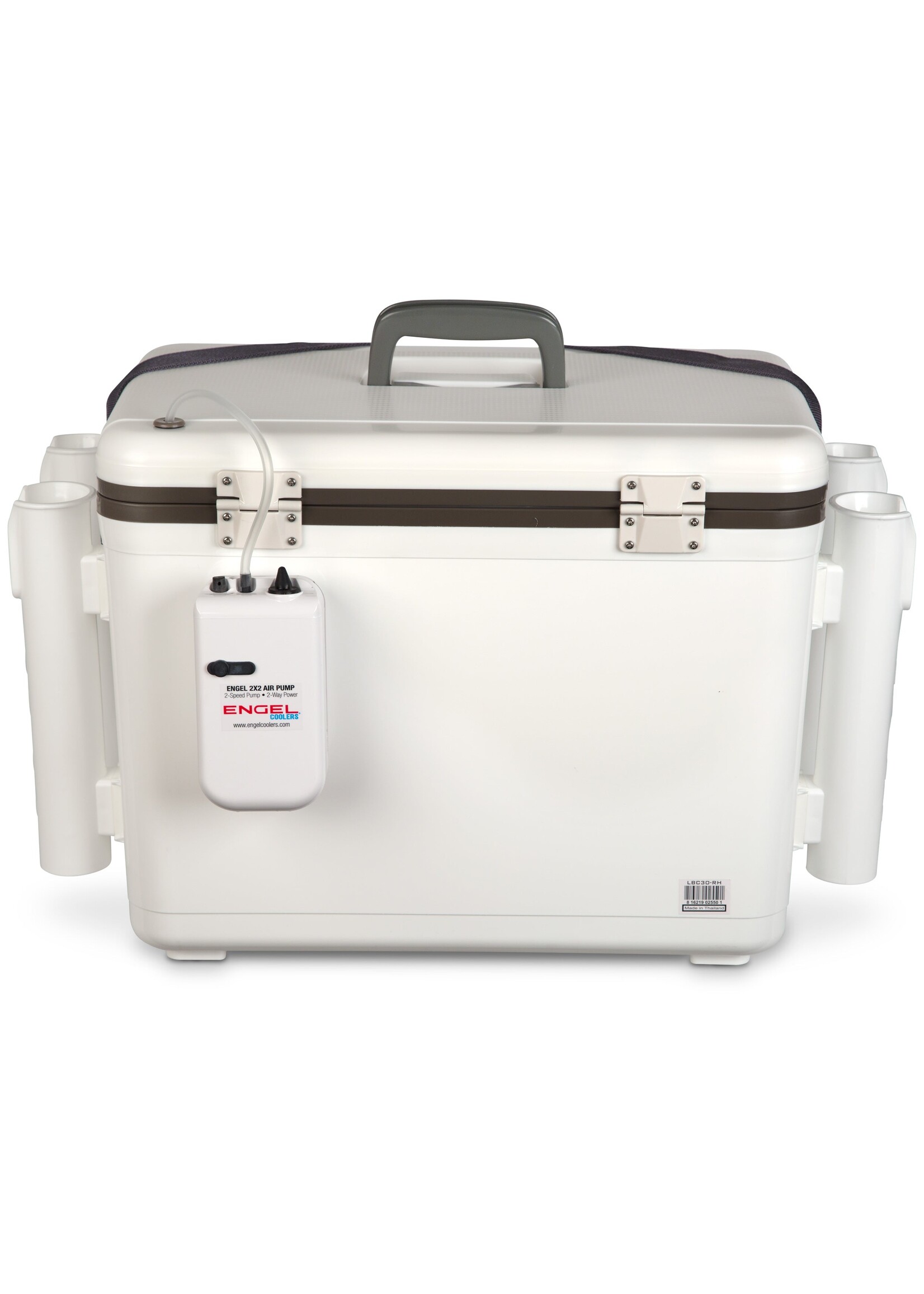 Engel Engel Live Bait 30Qt w/ 4  Rod Holders - White