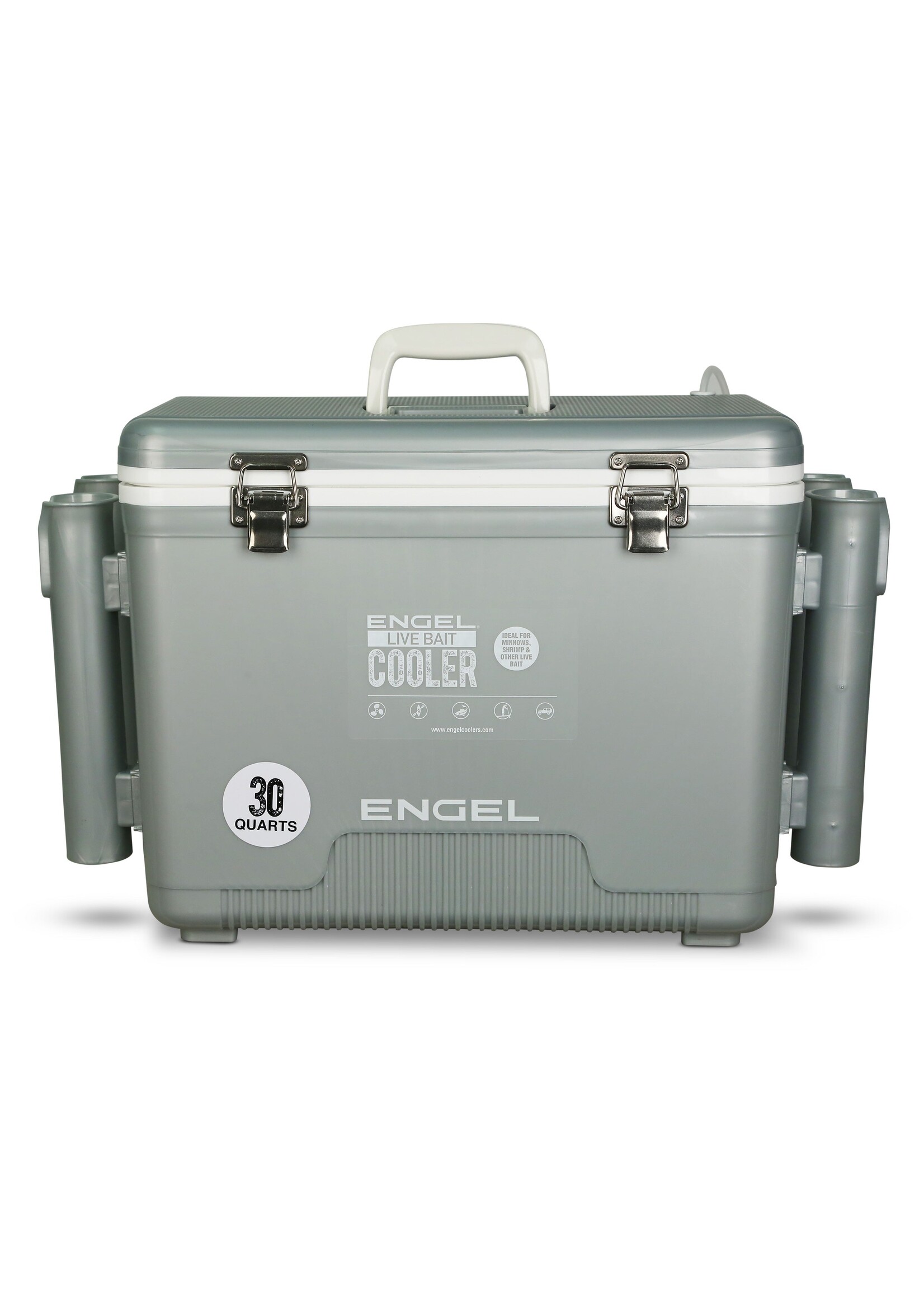 Engel Engel Live Bait 30Qt  AP4 Rechargeable Aerator,  Rod Holders - Silver
