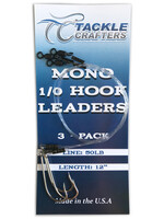 Tackle Crafters TACKLE CRAFTERS Mono J Hook Leader 12" 1/0 3pk 50lb