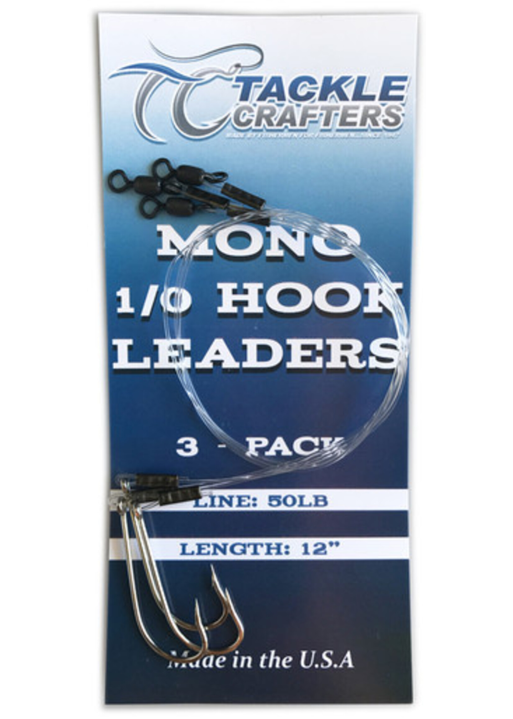 Tackle Crafters TACKLE CRAFTERS Mono J Hook Leader 12" 1/0 3pk 50lb
