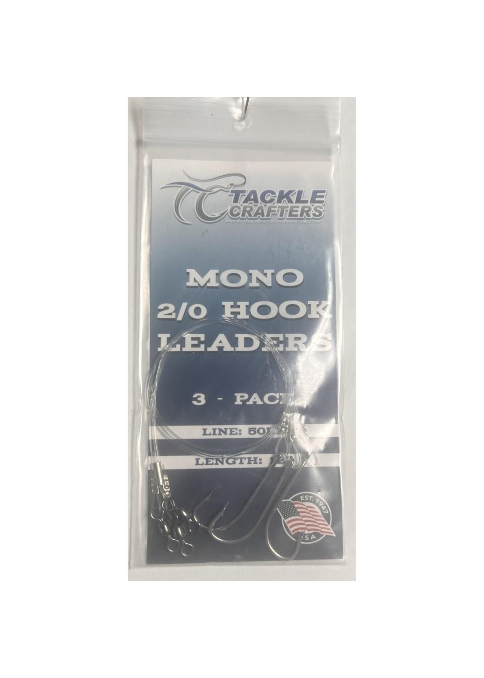 Tackle Crafters TACKLE CRAFTERS Mono J Hook Leader 12" 2/0 3pk 50lb