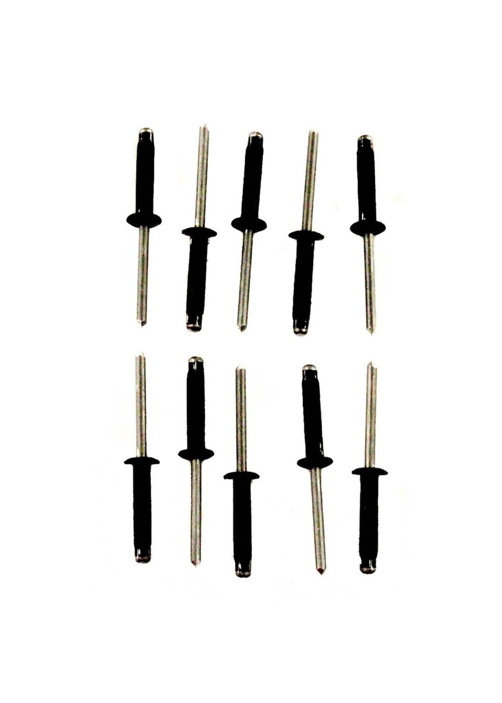 YakAttack Tri Fold Rivet, 10 pack, .187 dia, .157 - .472 grip. Aluminum, Black, Made in USA