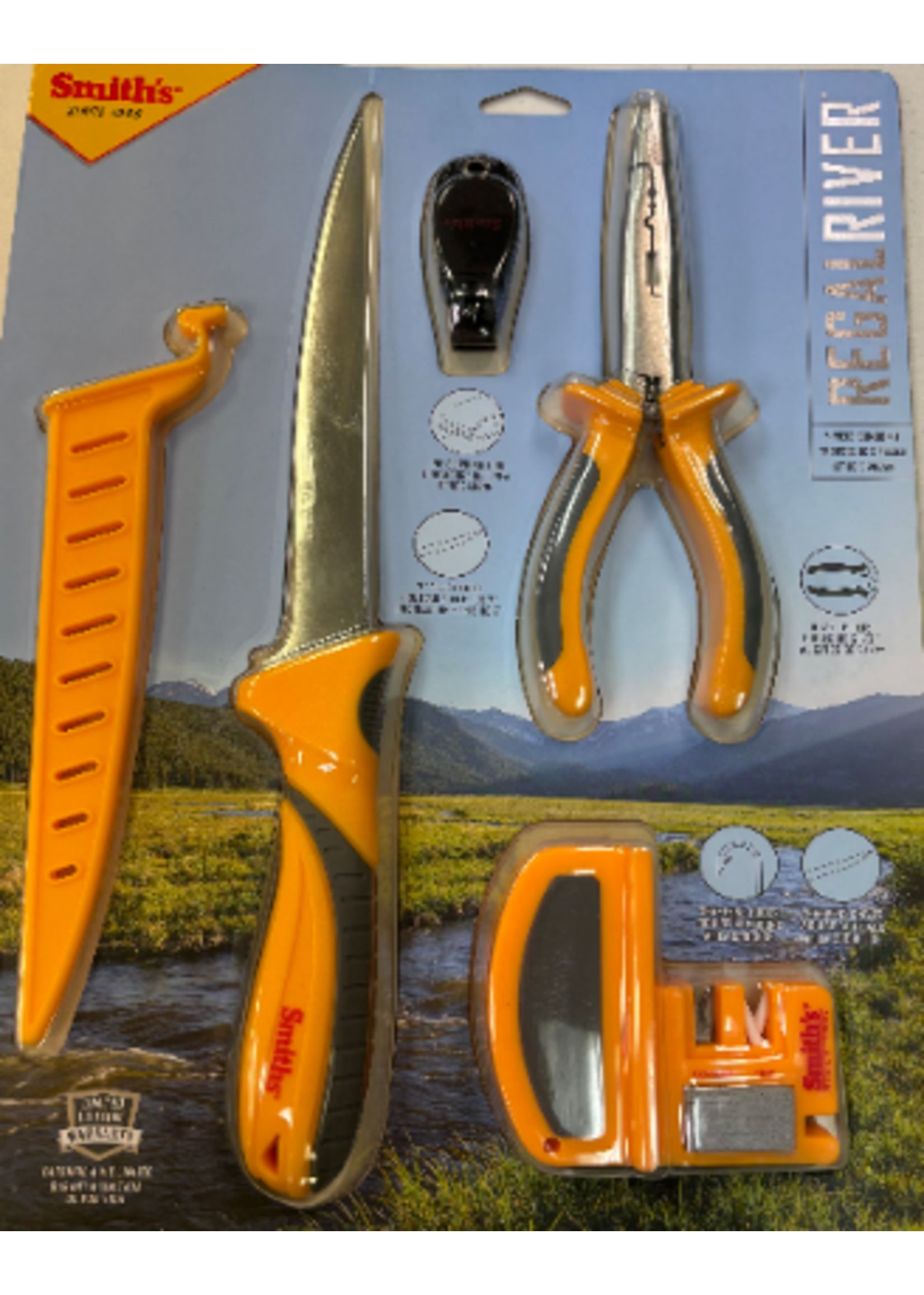 SMITH'S 5PC FISHING 7" FILET KNIFE-PLIERS-CLIPPER-SHARPENER