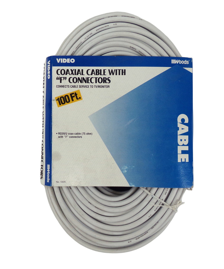 Woods Woods 100' Coaxial Cable with "F" Connectors