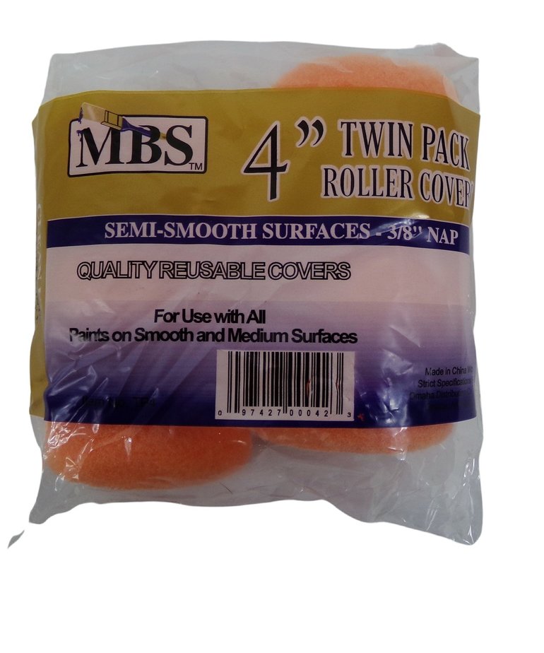 MBS MBS 4" Twin Pack Roller Covers Semi-Smooth 3/8" Nap MB-TP4