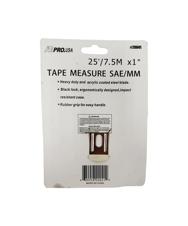 ATE ATE 25' / 7.5M x 1" Tape Measure (SAE / MM) 20041