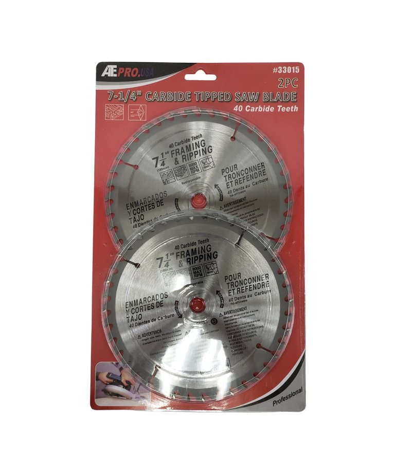 ATE ATE 2 pc 7-1/4" X 40 Teeth CarbideSaw  Blade Set 33015