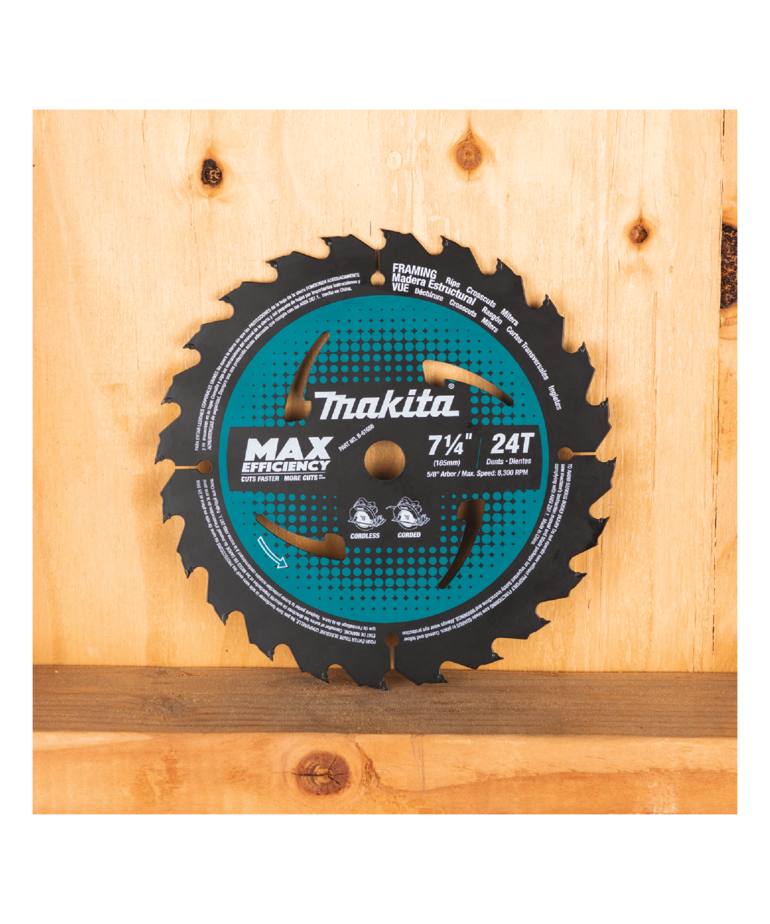 Makita 7‑1/4" 24T Carbide‑Tipped Max Efficiency Circular Saw Blade, Framing