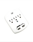 ATE 70110 ATE 3 Outlet Wall Adapter Surge Protector With 2 USB ports