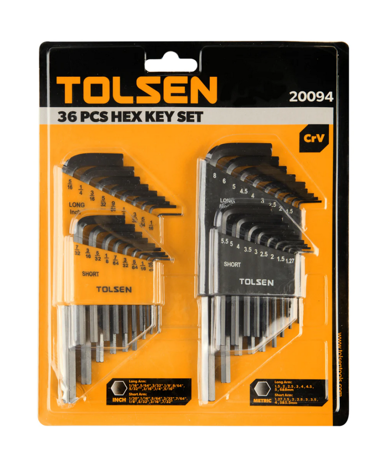 Tolsen Tolsen 36 PCS  Hex Key set SAE and MM  20094