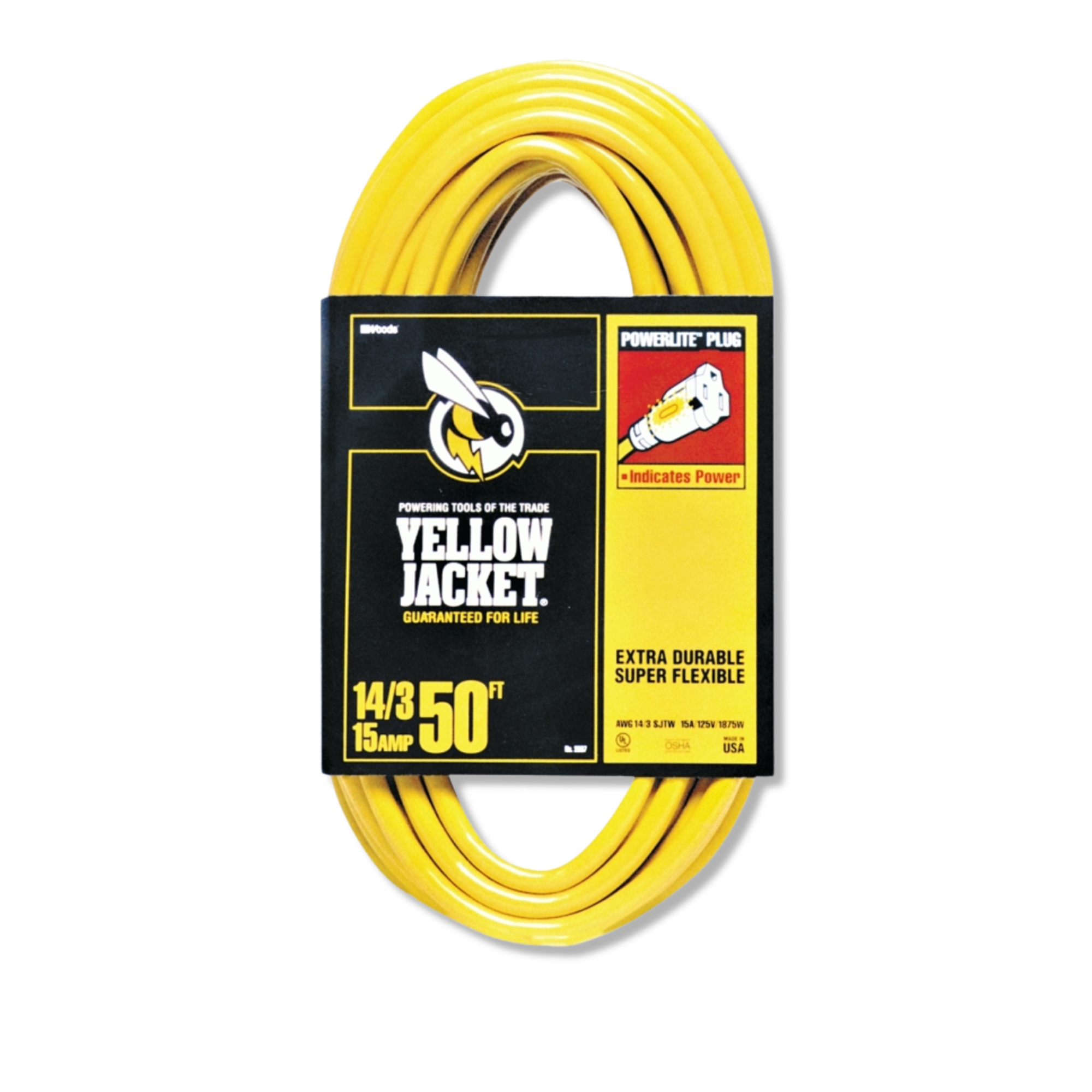 Yellow Jacket 50ft 14 / 3Prong Outdoor Heavy Duty Lighted Extension