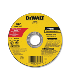 DEWALT ACCESSORIES DeWALT  Cutting Wheel, 4-1/2 in Dia, 0.045 in Thick, 7/8 in Arbor,