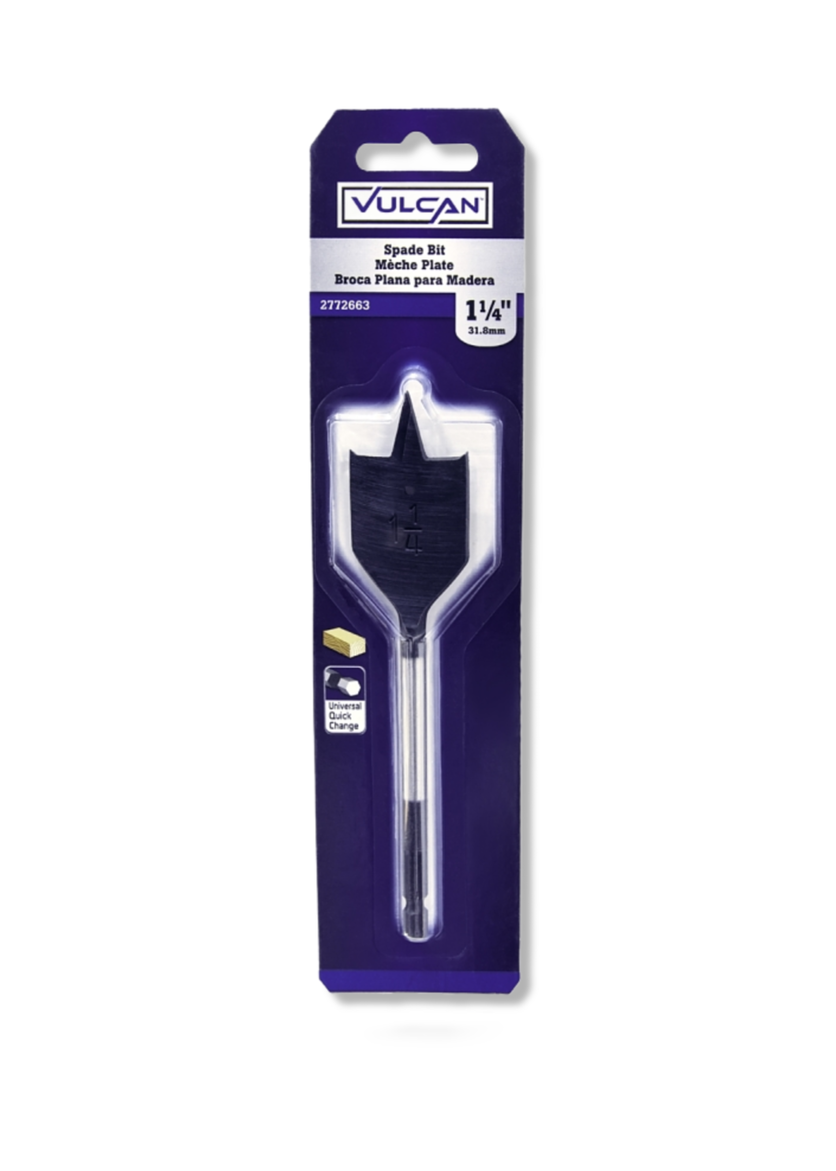 VULCAN Vulcan  Spade Drill Bit, 1-1/4 in Dia, Hex Shank