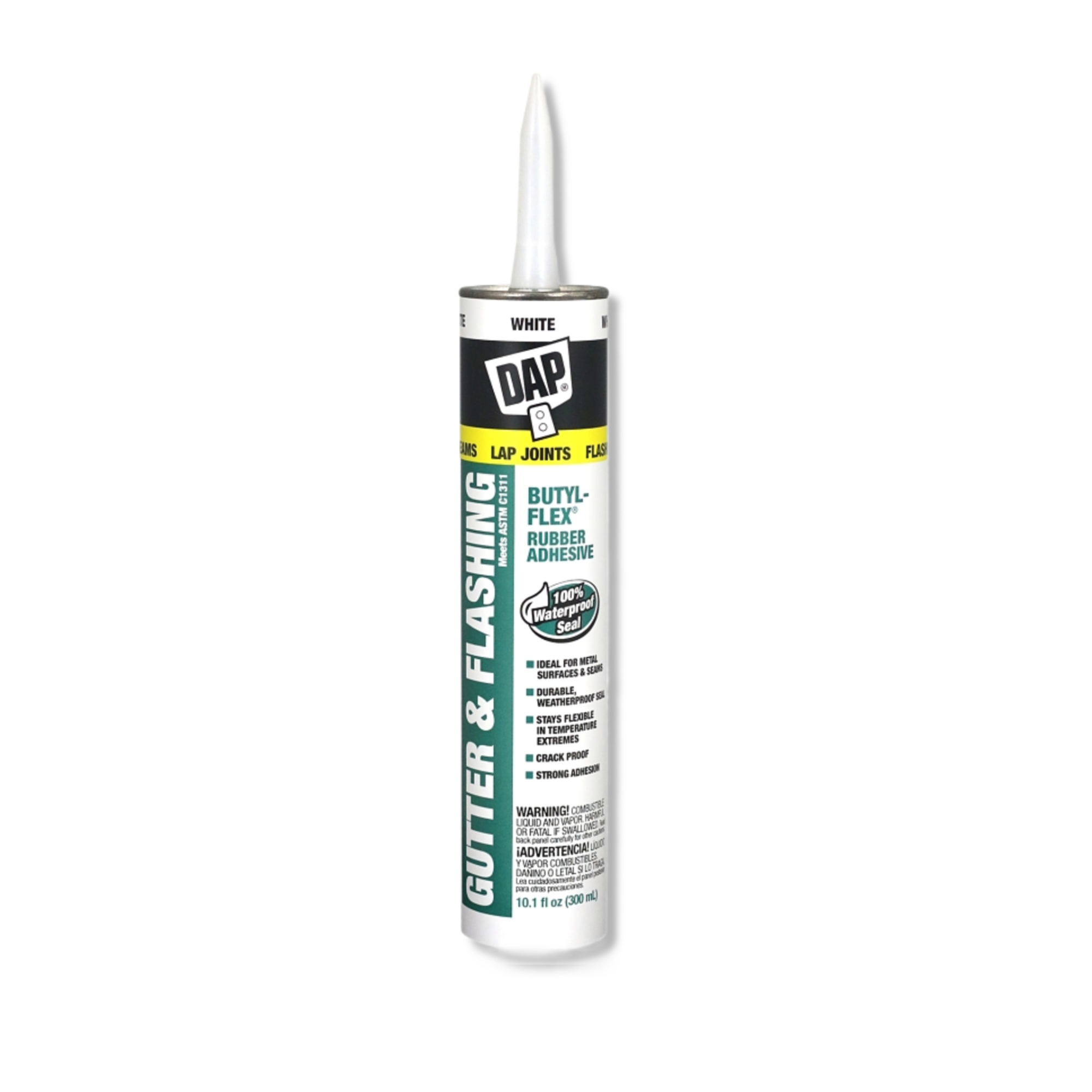 DAP Gutter and Flashing Sealant, White, Paste, 10.1 floz