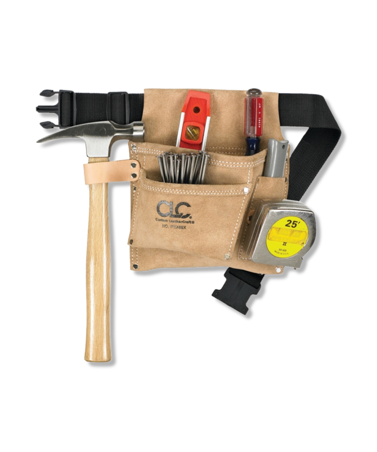 CLC Work Gear CLC  Nail/Tool Bag, 3-Pocket, Suede Leather, Tan
