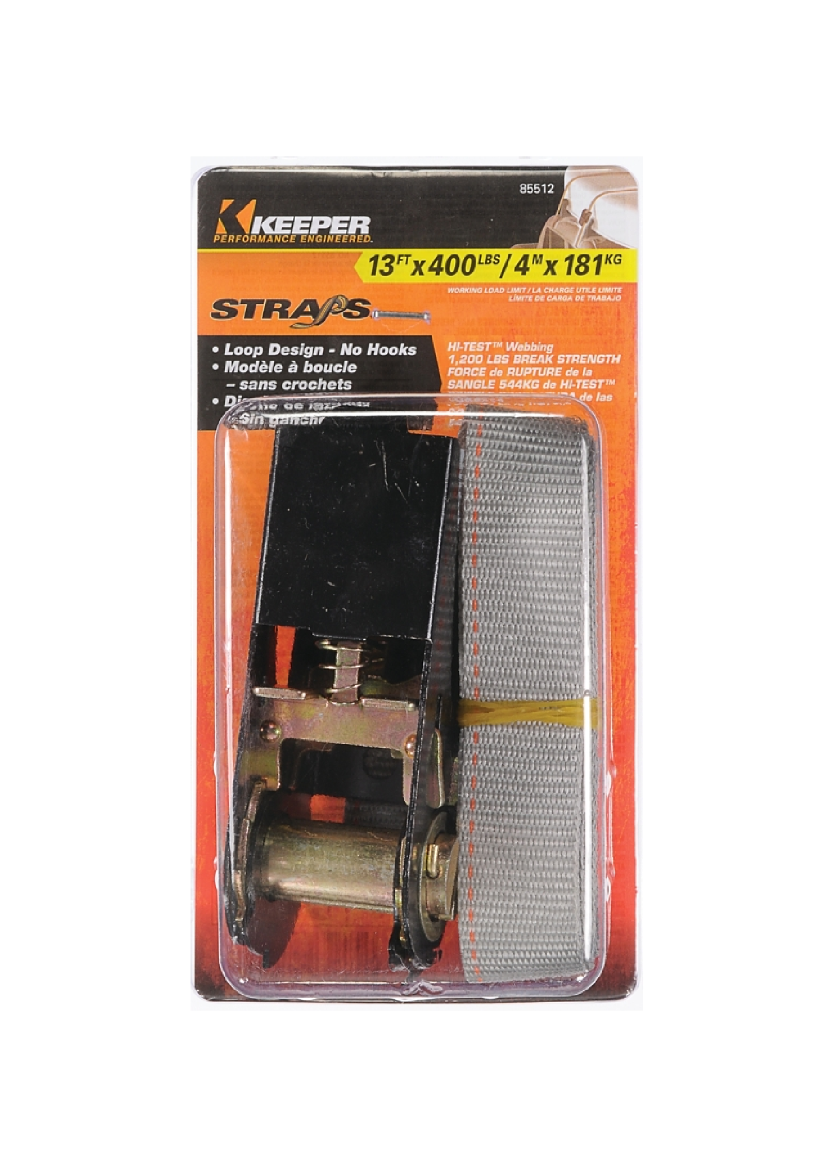 KEEPER KEEPER TIEDOWN STRAP 1X13FT GRAY 400LB