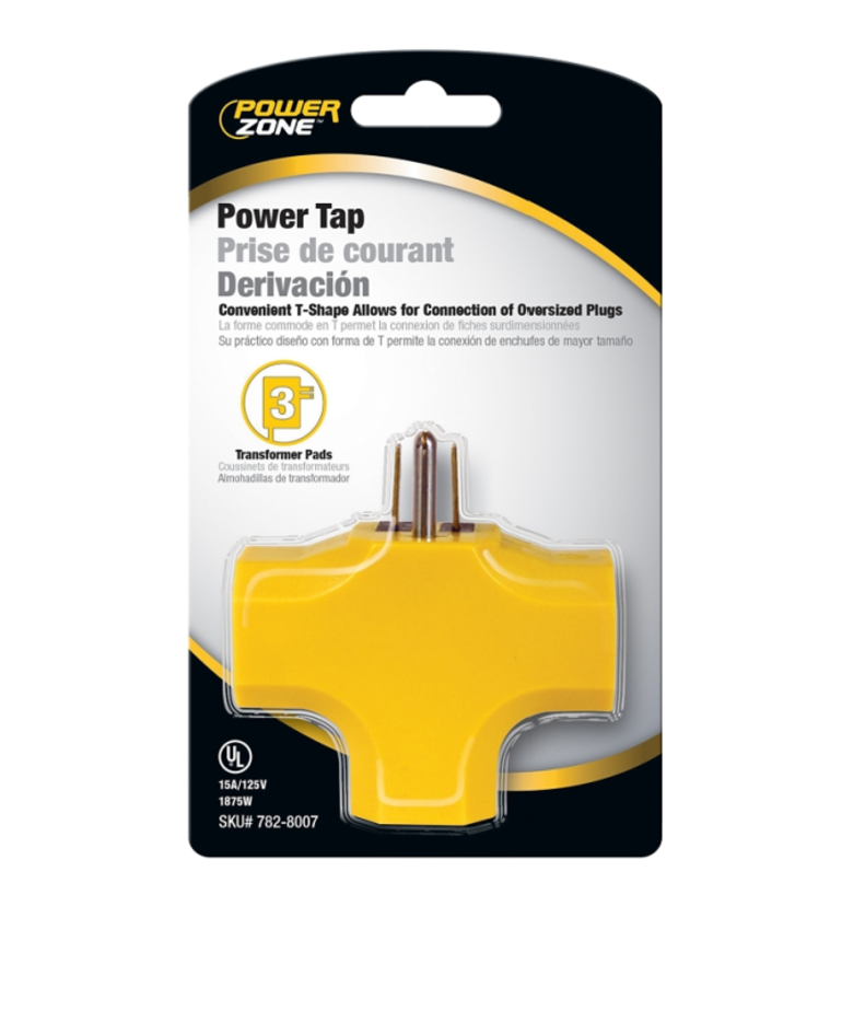 PRIME WIRE 3 Outlet Grounding Adapter, Yellow