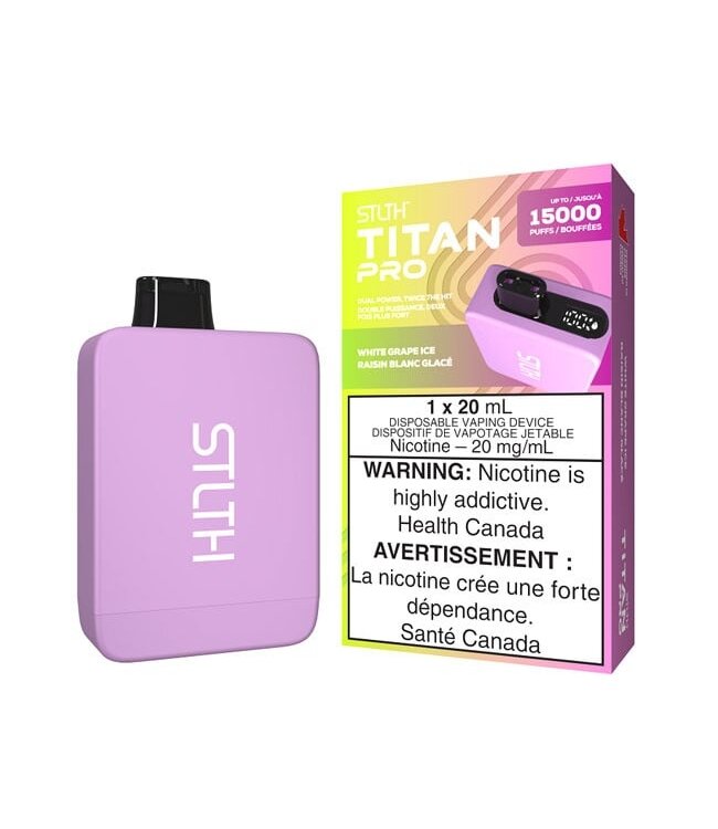 White Grape Ice 20 mg Disposable Vape - STLTH TITAN PRO 15K - Ontario