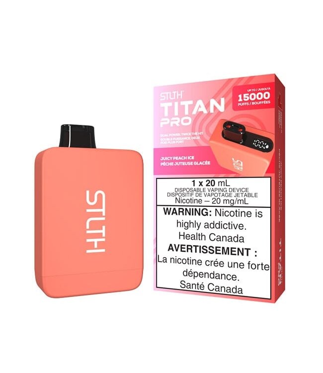 Juicy Peach Ice 20 mg Disposable Vape - STLTH TITAN PRO 15K - Ontario