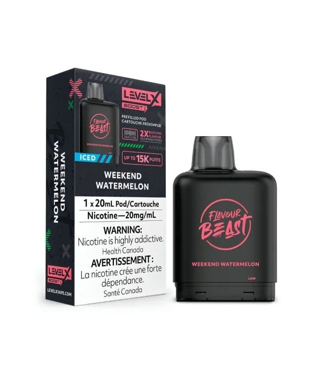 Weekend Watermelon Iced - 20 mg - LEVEL X BOOST 15K - FLAVOUR BEAST - Ontario