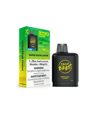 Level X Flavour Beast Boost 25K Super Sour Lemon Iced - 20 mg Disposable Vape Pod - Ontario