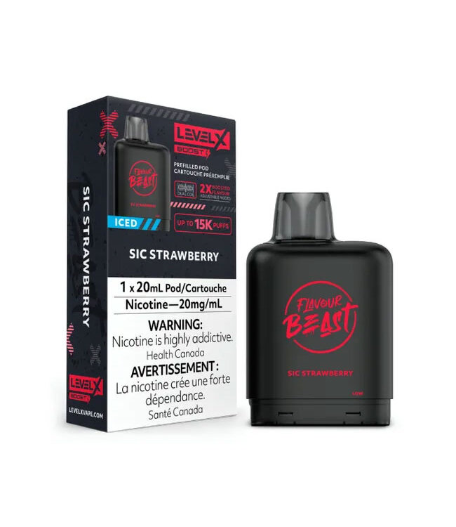 Sic Strawberry Iced - 20 mg - LEVEL X BOOST 15K - FLAVOUR BEAST - Ontario