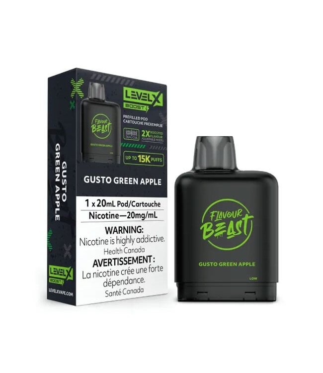 Gusto Green Apple - 20 mg - LEVEL X BOOST 15K - FLAVOUR BEAST - Ontario
