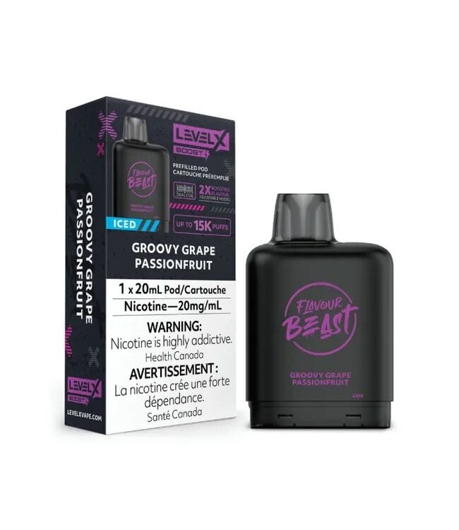 Groovy Grape Passionfruit Iced - 20 mg - LEVEL X BOOST 15K - FLAVOUR BEAST - Ontario