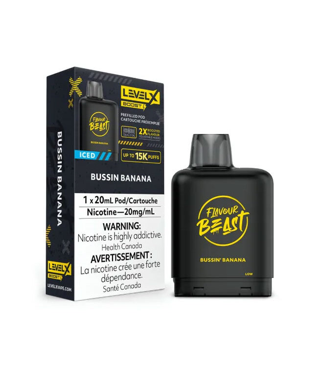 Bussin' Banana Iced - 20 mg - LEVEL X BOOST 15K - FLAVOUR BEAST - Ontario