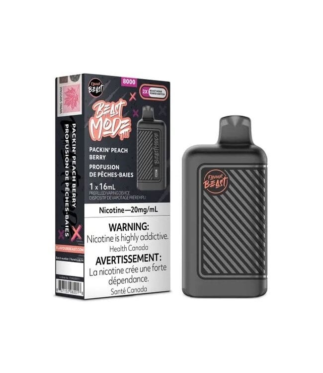 Packin' Peach Berry 20 mg Disposable Vape - FLAVOUR BEAST BEAST MODE 8K - Ontario