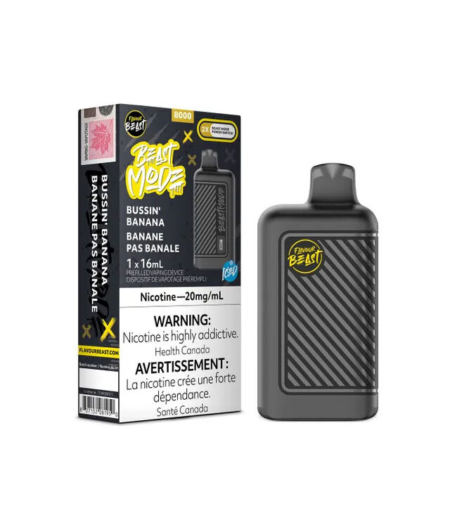Bussin' Banana Iced 20 mg Disposable Vape - FLAVOUR BEAST BEAST MODE 8K - Ontario