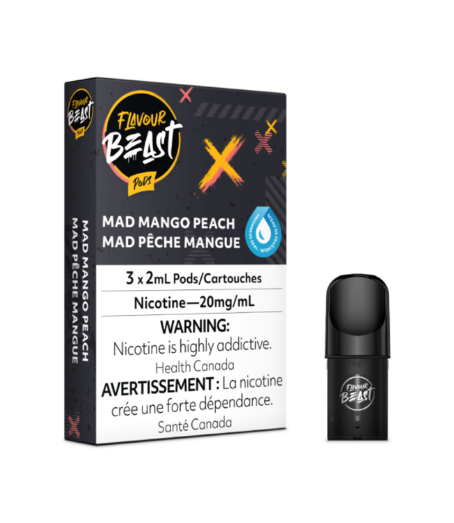 STLTH Pod Pack 6ml PREM - 3pk - FLAVOUR BEAST Mad Mango Peach 20 mg - ON